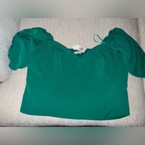 Abercrombie kelly green puff sleeve blouse